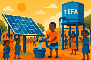 Solar-powered water project providing clean water to children by TechEnergy for Africa